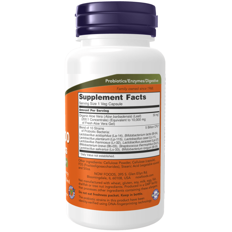 NOW SUPLEMENTOS Now Foods, Aloe Vera 10,000 mg y Probióticos (60 cápsulas)