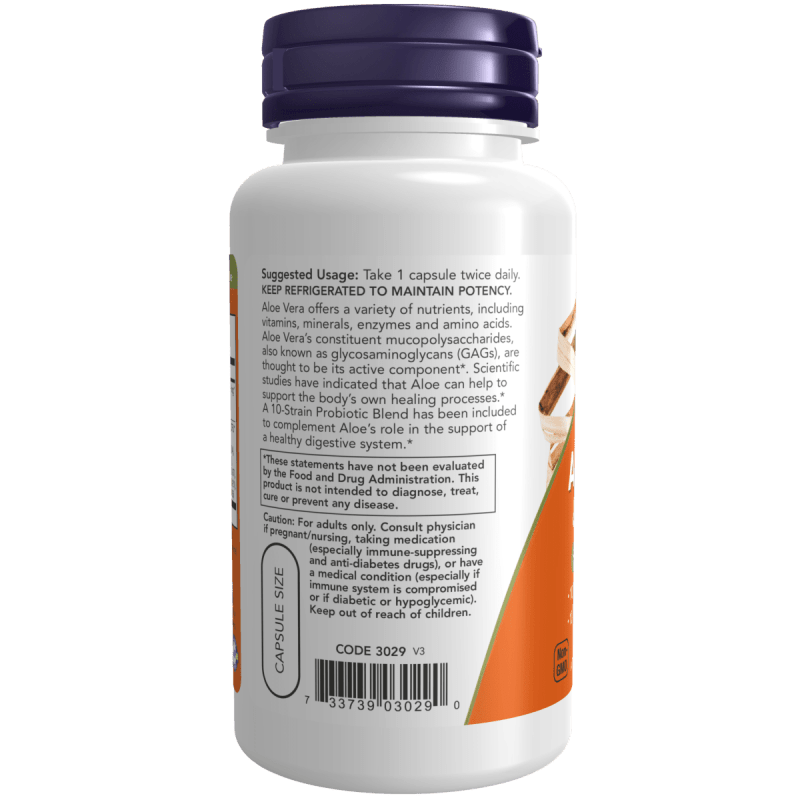 NOW SUPLEMENTOS Now Foods, Aloe Vera 10,000 mg y Probióticos (60 cápsulas)