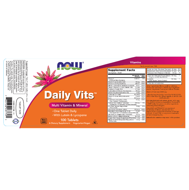 NOW SUPLEMENTOS Now Foods, Daily Vits™ Multivitamínico (100 tabletas)