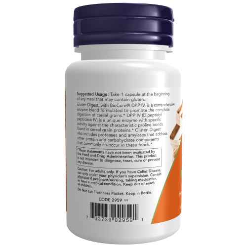NOW SUPLEMENTOS Now Foods, Enzimas para la Digestión del Gluten (60 cápsulas)
