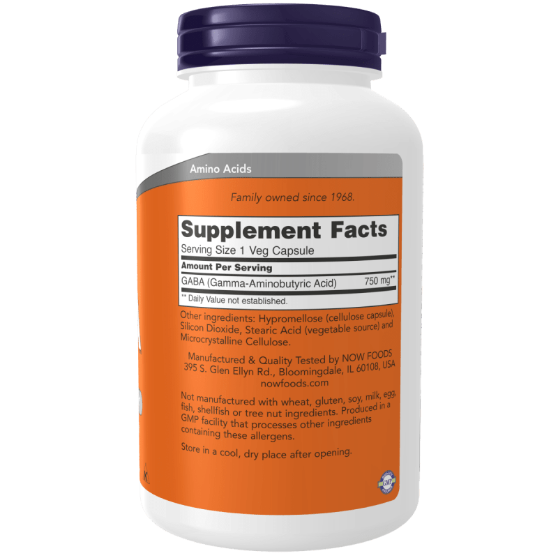 NOW SUPLEMENTOS Now Foods, GABA 750 mg (200 cápsulas)