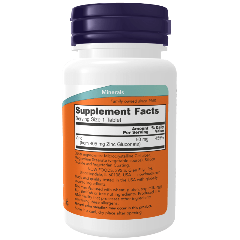 NOW SUPLEMENTOS Now Foods, Gluconato de Zinc 50 mg (100 tabletas)