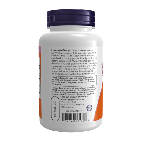 NOW SUPLEMENTOS Now Foods, Glucosamina, Condroitina y MSM 1,100 mg/1,200 mg/300 mg (90 cápsulas)