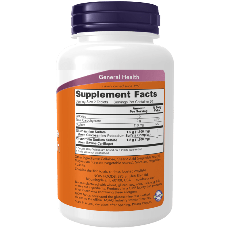 NOW Suplementos Now Foods, Glucosamina y Condroitina Extra Fuerte 1,500 mg/1,200 mg (60 tabletas)