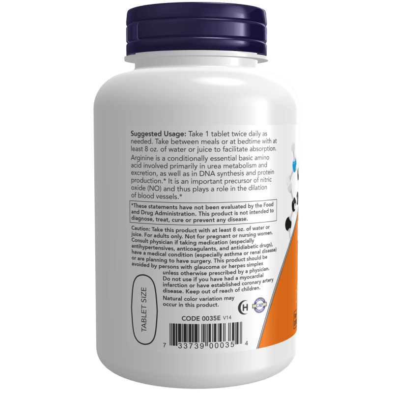 NOW SUPLEMENTOS Now Foods, L-Arginina Doble Potencia 1,000 mg (120 tabletas)
