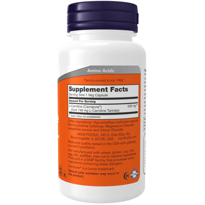 NOW SUPLEMENTOS Now Foods, L-Carnitina 500 mg (60 cápsulas)