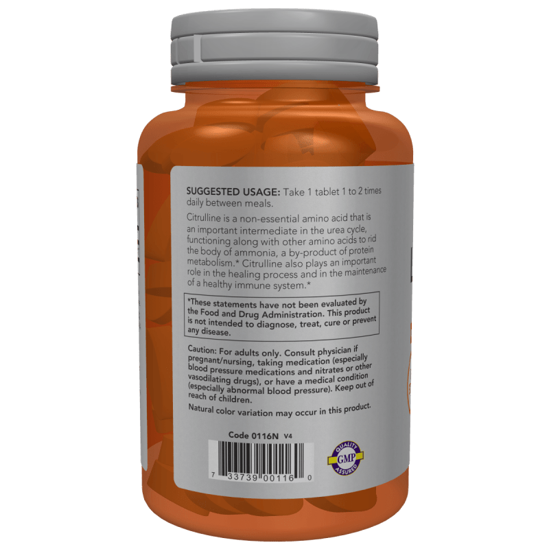 NOW SUPLEMENTOS Now Foods, L-Citrulina Extra Fuerte 1,200 mg (120 tabletas)