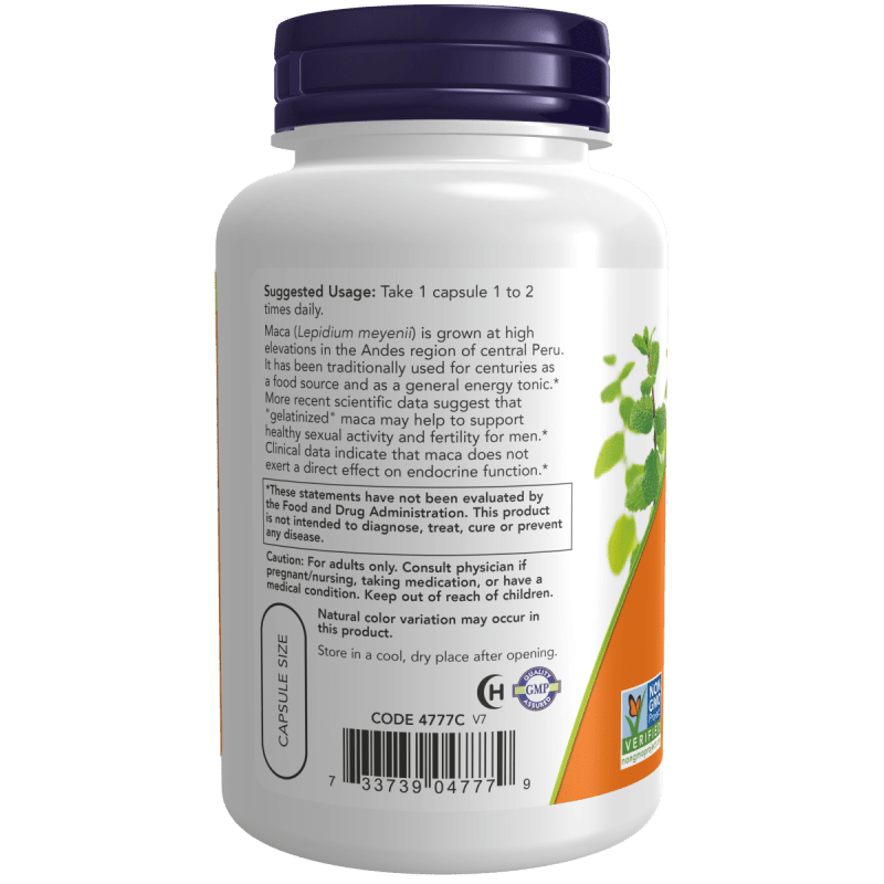 NOW SUPLEMENTOS Now Foods, MACA Cruda 750 mg (90 cápsulas)