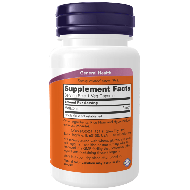 NOW SUPLEMENTOS Now Foods, Melatonina 3 mg (60 cápsulas)