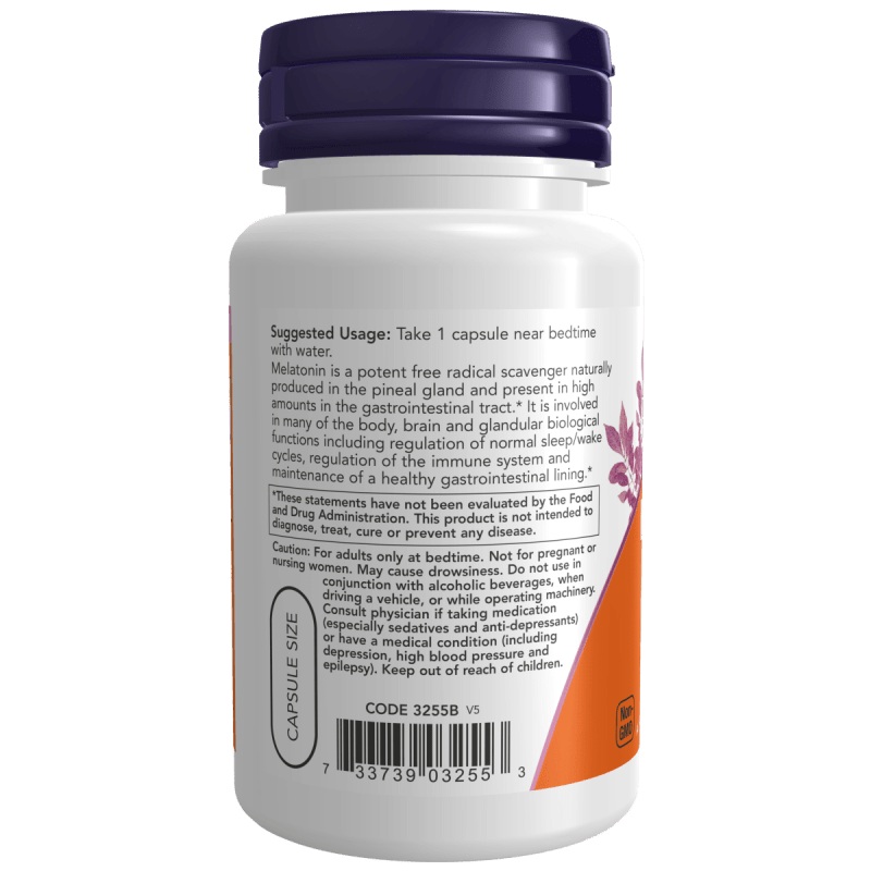 NOW SUPLEMENTOS Now Foods, Melatonina 3 mg (60 cápsulas)