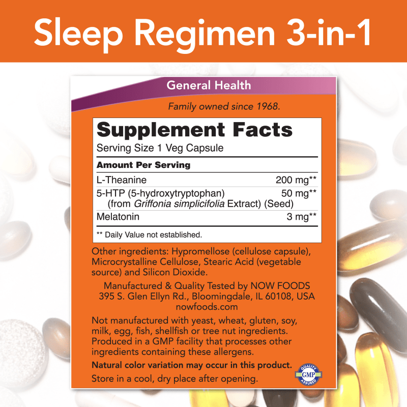 NOW SUPLEMENTOS Now Foods, Régimen para Dormir 3-en-1 (90 cápsulas)