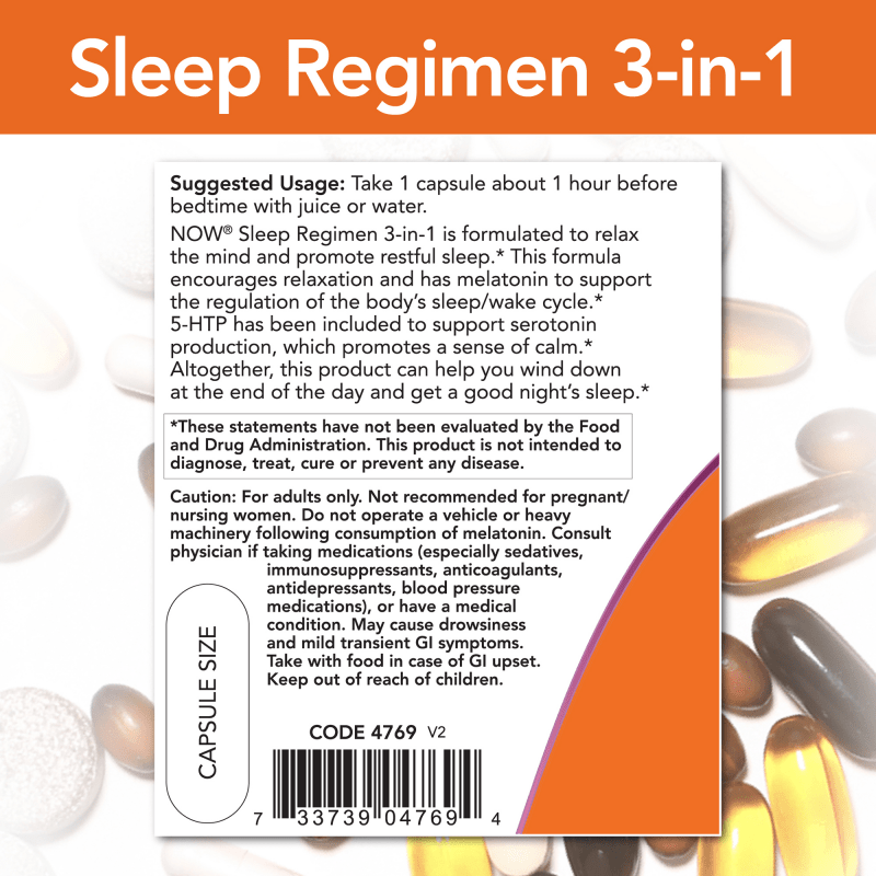 NOW SUPLEMENTOS Now Foods, Régimen para Dormir 3-en-1 (90 cápsulas)