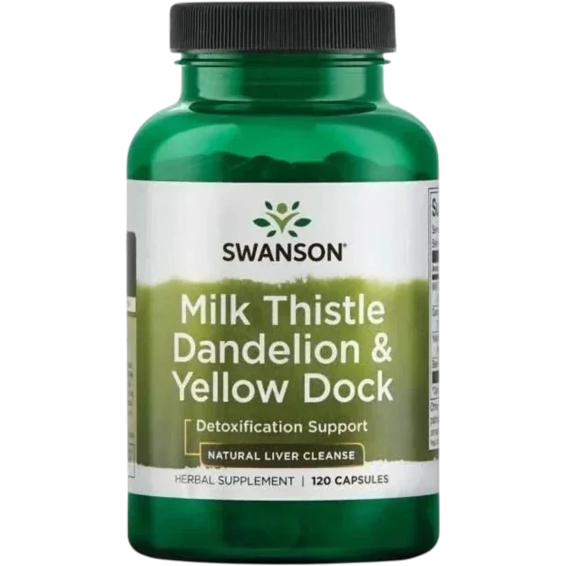 SWANSON Suplementos Swanson, Cardo Mariano, Diente de León y Muelle Amarillo (120 cápsulas)