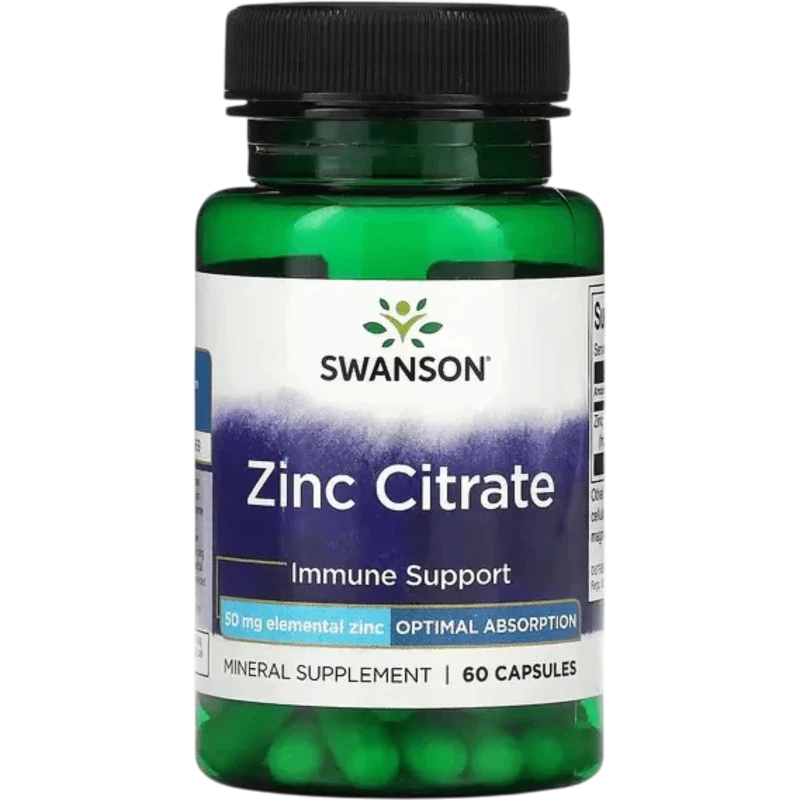 SWANSON Mineral Swanson, Citrato de Zinc 50 mg (60 cápsulas)