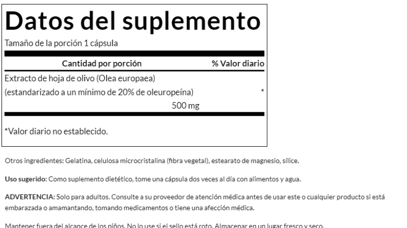 SWANSON SUPLEMENTOS Swanson, Extracto de Hoja de Olivo 500 mg (120 cápsulas)