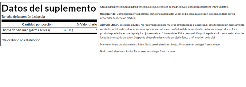 SWANSON SUPLEMENTOS Swanson, Hierba de San Juan 375 mg (120 cápsulas)
