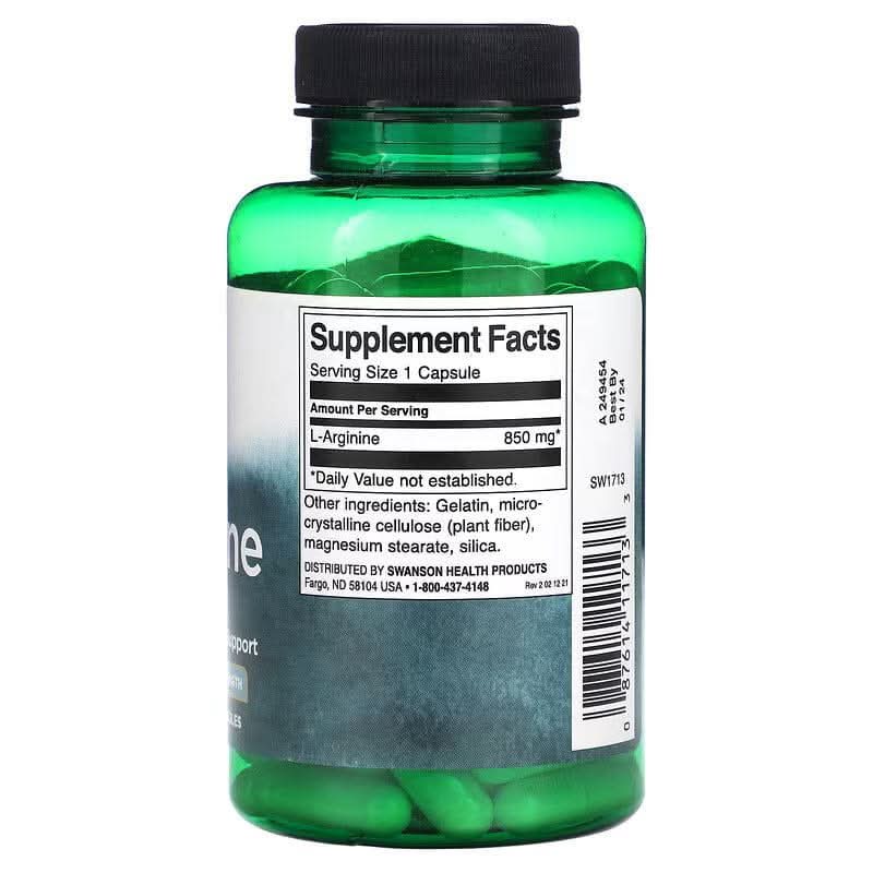 SWANSON SUPLEMENTOS Swanson, L-Arginina 850 mg (90 cápsulas)