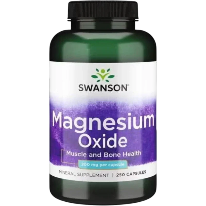 SWANSON Mineral Swanson, Óxido de Magnesio 200 mg (250 cápsulas)