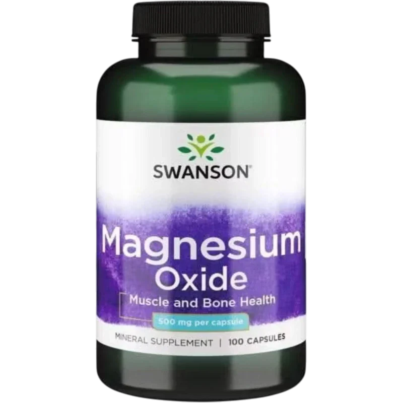 SWANSON Mineral Swanson, Óxido de Magnesio 500 mg (100 cápsulas)
