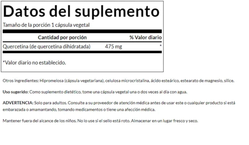 SWANSON Suplementos Swanson, Quercetina Alta Potencia 475 mg (60 cápsulas)