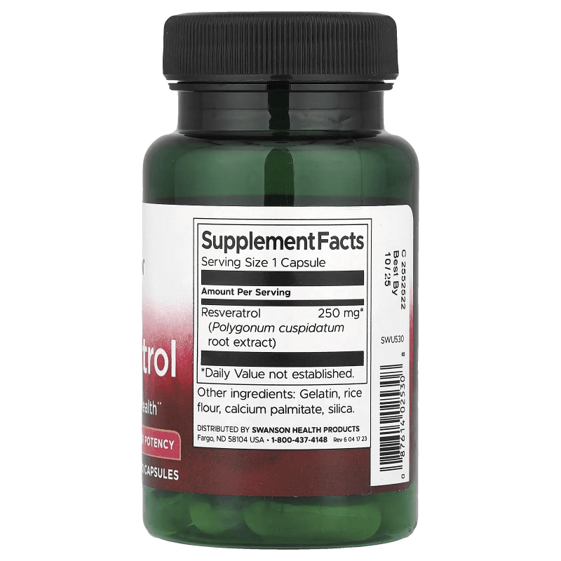 SWANSON SUPLEMENTO Swanson, Resveratrol 250 mg (30 cápsulas)