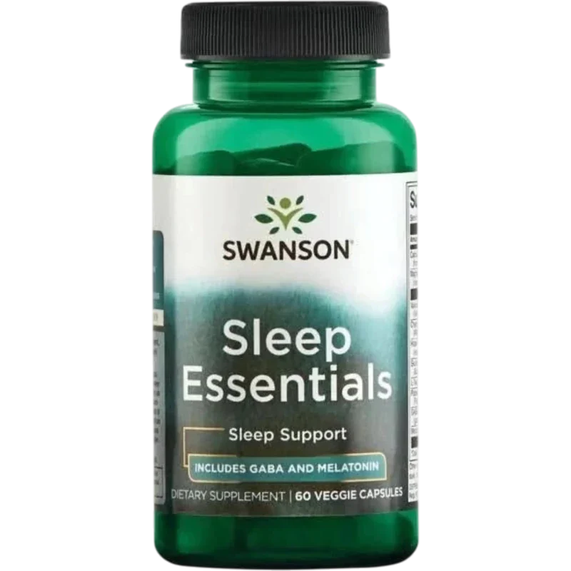 SWANSON Herbal Swanson, Sleep Essentials con GABA y Melatonina (60 cápsulas)