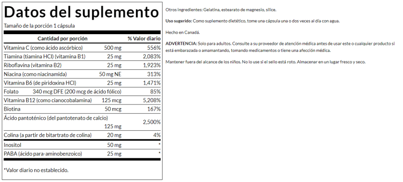 SWANSON SUPLEMENTOS Swanson, Súper Estrés Complejo B con Vitamina C (240 cápsulas)