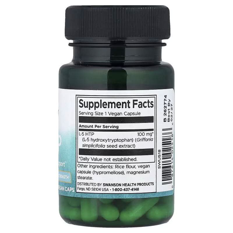 SWANSON SUPLEMENTO Swanson, 5-HTP Extra Potente 100 mg (60 cápsulas)