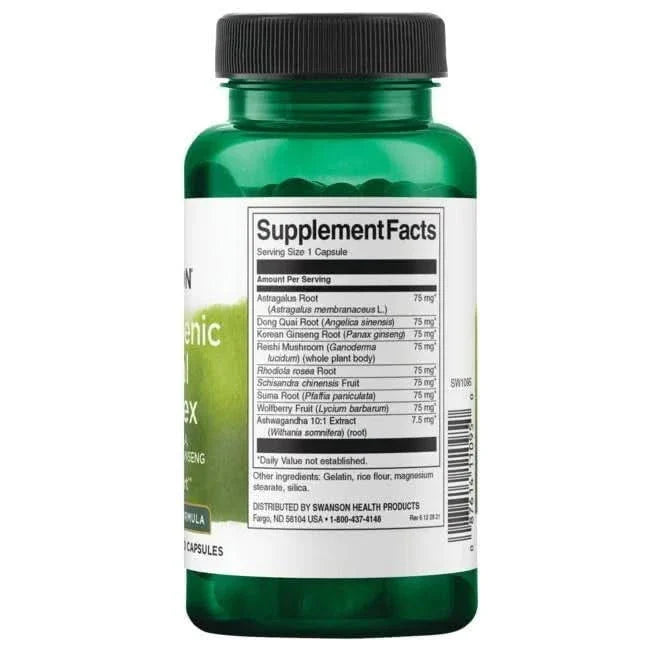 SWANSON SUPLEMENTO Swanson, Complejo de Adaptógenos Ginseng, Rhodiola y Ashwagandha (60 cápsulas)