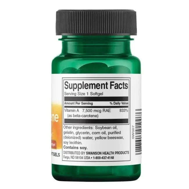SWANSON SUPLEMENTOS Swanson, Betacaroteno Vitamina A 25,000 UI (100 softgels)
