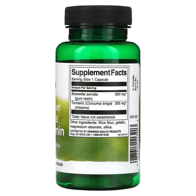 SWANSON SUPLEMENTOS Swanson, Boswellia de Espectro Completo y Curcumina 300 mg (60 cápsulas)