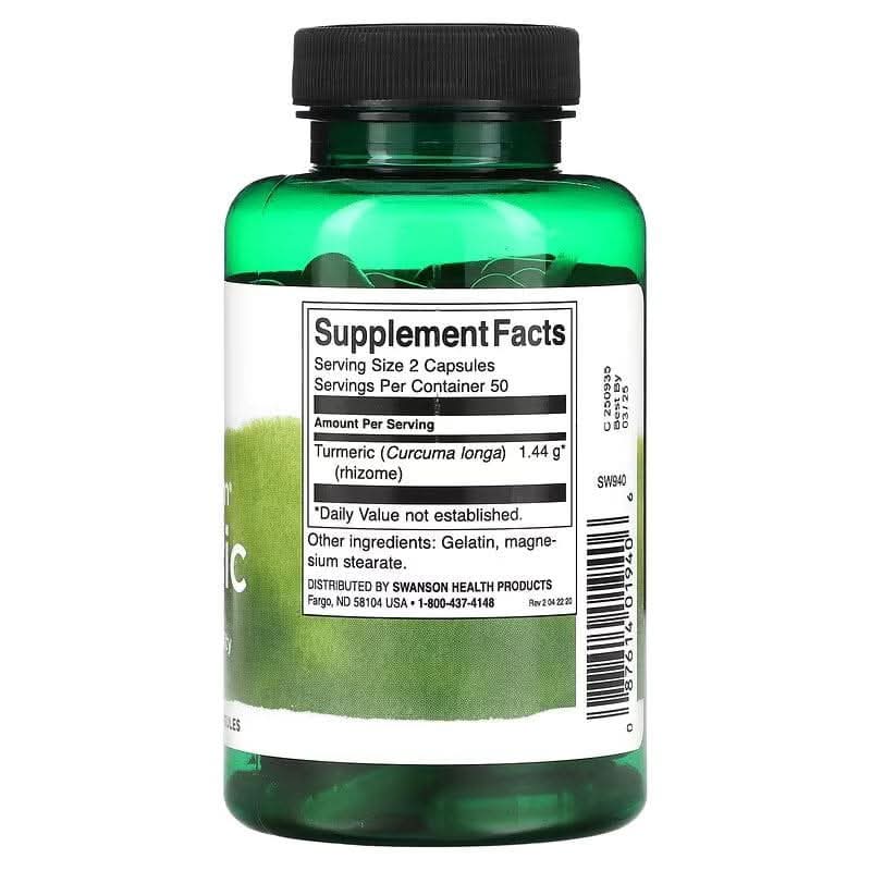 SWANSON SUPLEMENTOS Swanson, Cúrcuma de Espectro Completo 720 mg (100 cápsulas)