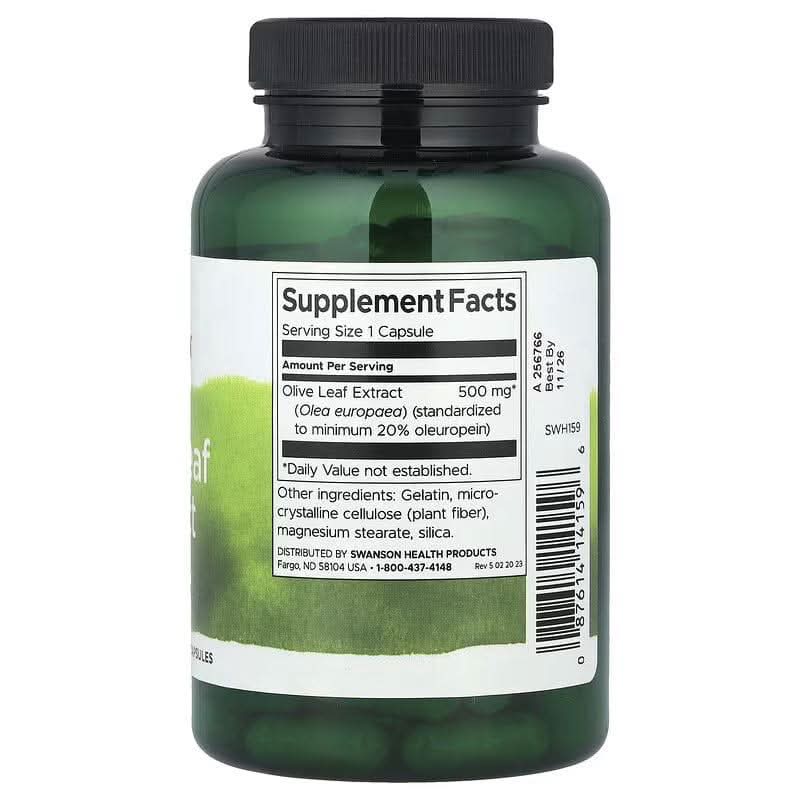 SWANSON SUPLEMENTOS Swanson, Extracto de Hoja de Olivo 500 mg (120 cápsulas)