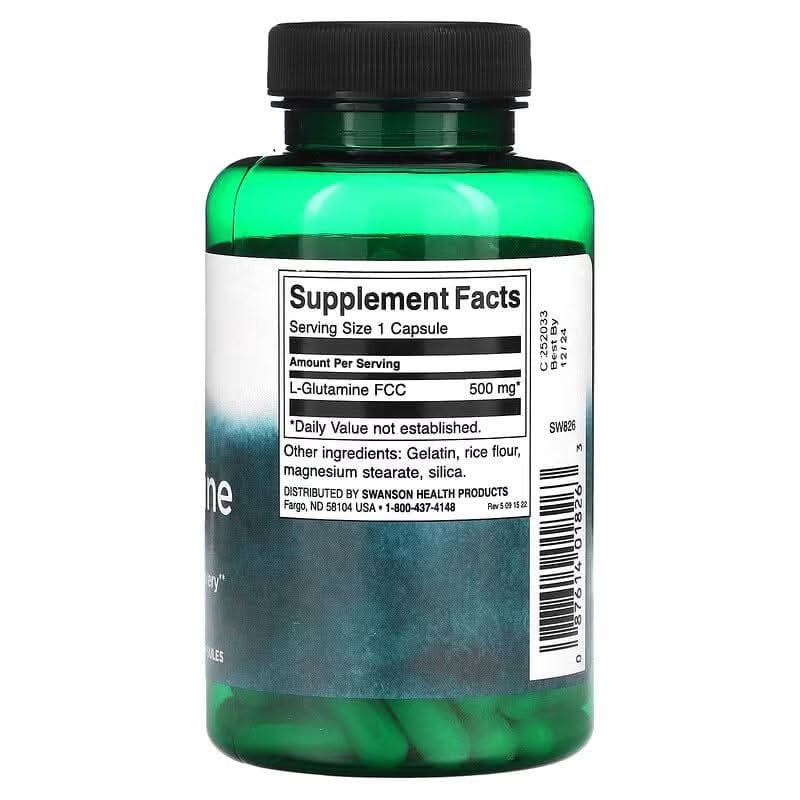 SWANSON SUPLEMENTOS Swanson, L-Glutamina 500 mg (100 cápsulas)