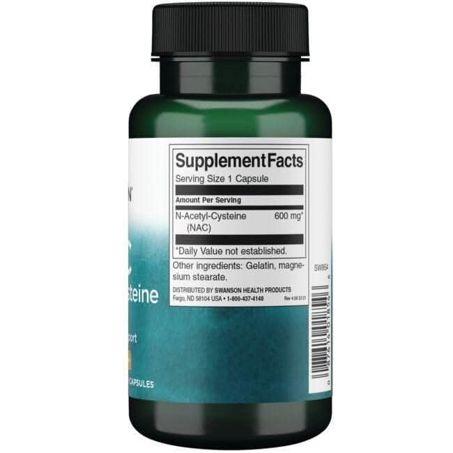 SWANSON SUPLEMENTOS Swanson, NAC 600 mg (100 cápsulas)