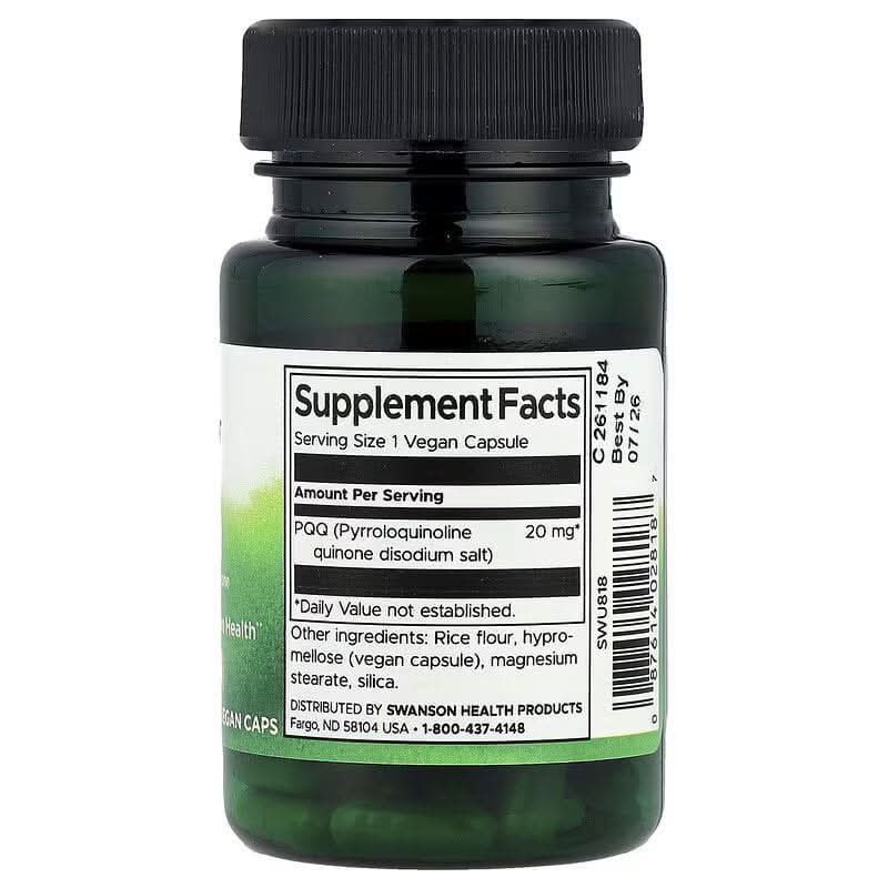 SWANSON SUPLEMENTOS Swanson, PQQ 20 mg (30 cápsulas)