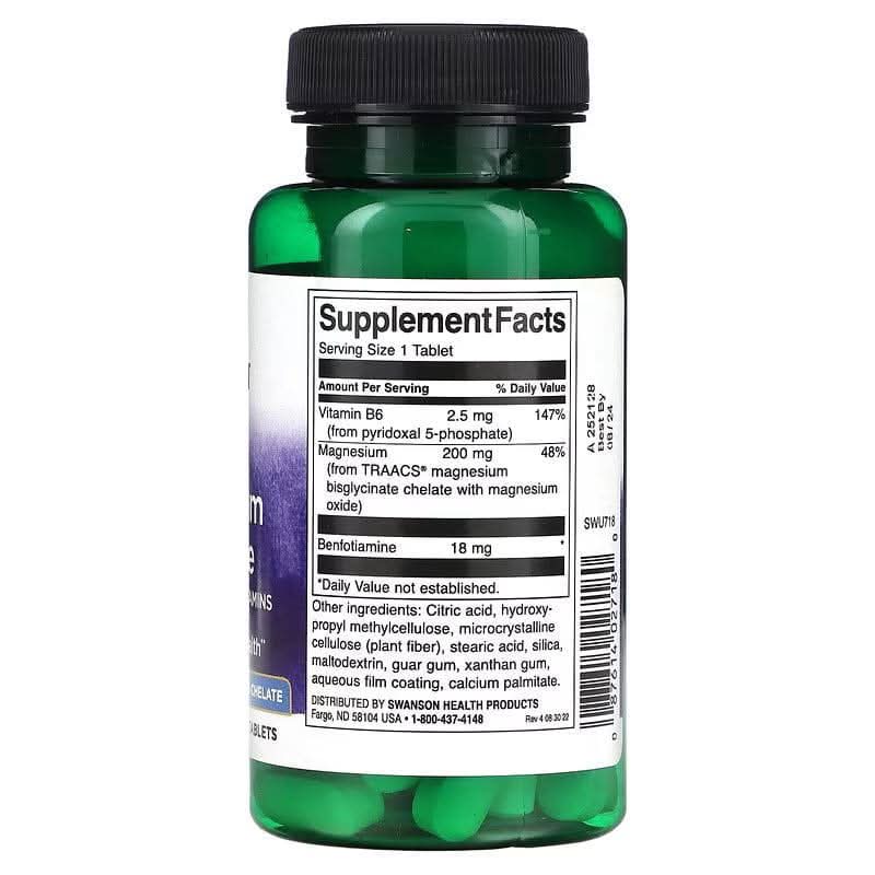 SWANSON SUPLEMENTOS Swanson, Quelato de Magnesio TRS Albion 200 mg (60 tabletas)