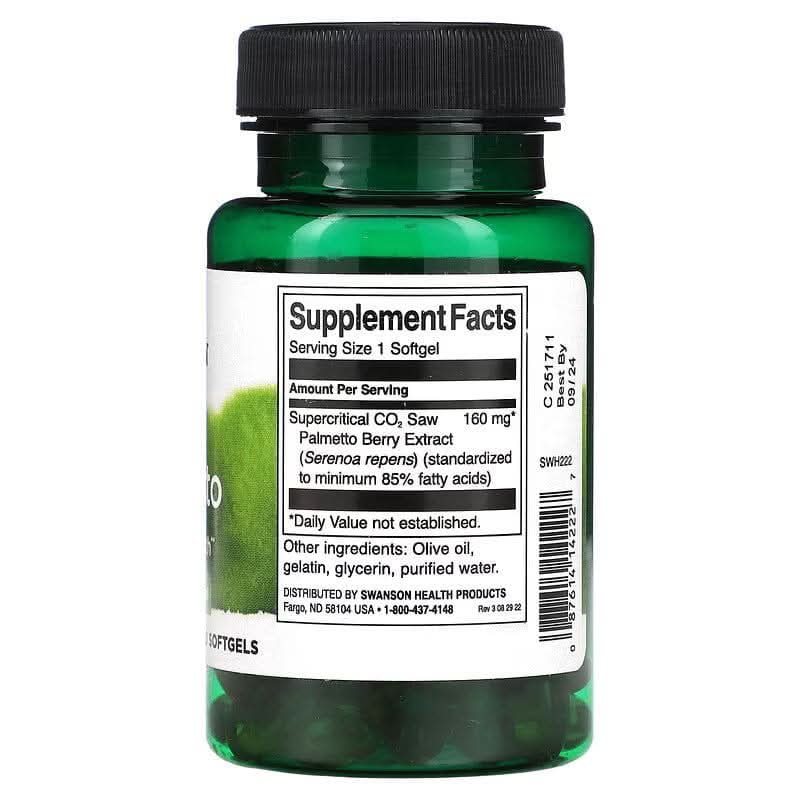 SWANSON SUPLEMENTOS Swanson, Saw Palmetto Palma Enana Americana 160 mg (120 cápsulas)