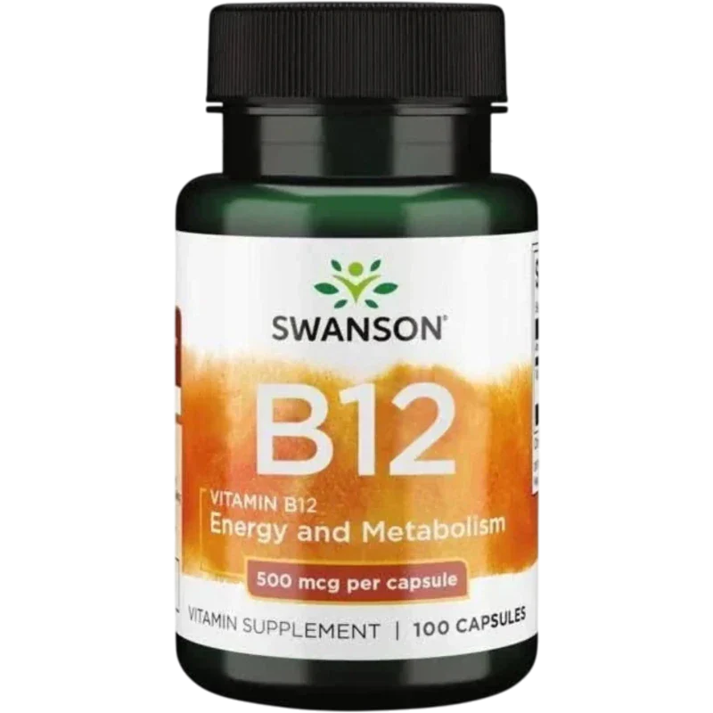 SWANSON Vitamina Swanson, Vitamina B-12 Cianocobalamina 500 mcg (100 cápsulas)