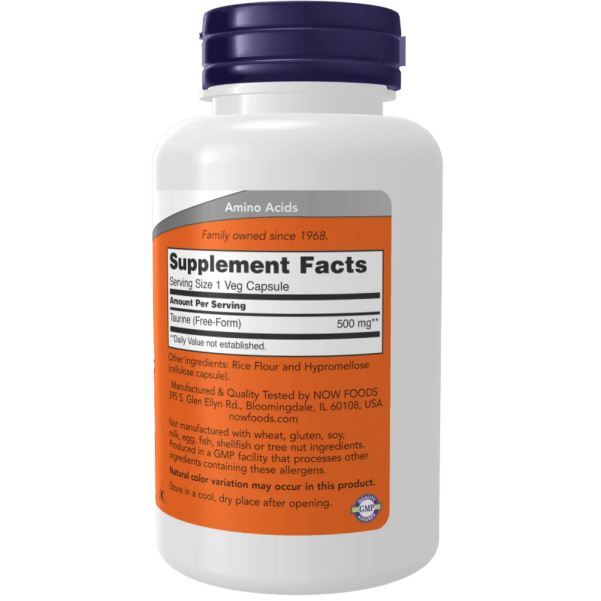 Now Foods, Taurina 500 mg (100 cápsulas)